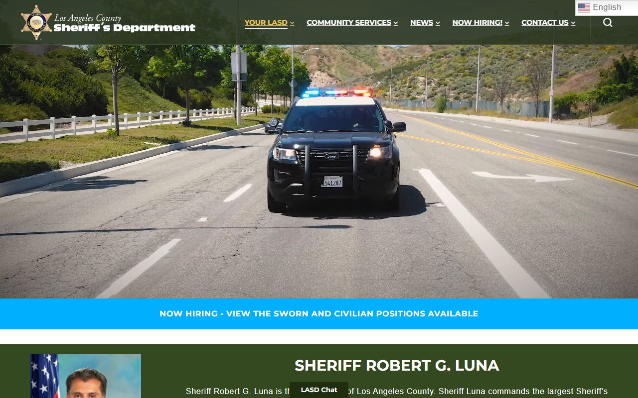 Los Angeles County Sheriff Department website for busted mugshots access