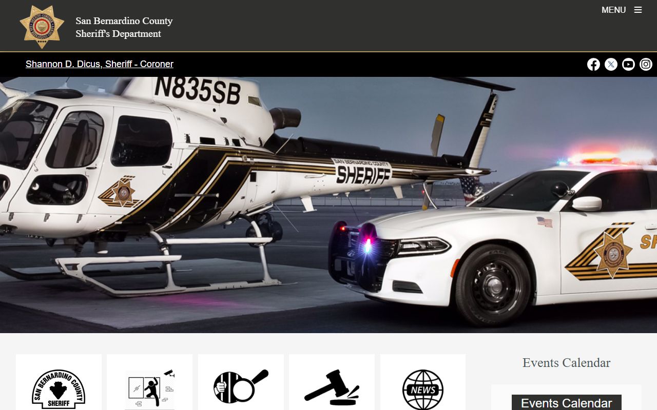San Bernardino County Sheriff Department homepage